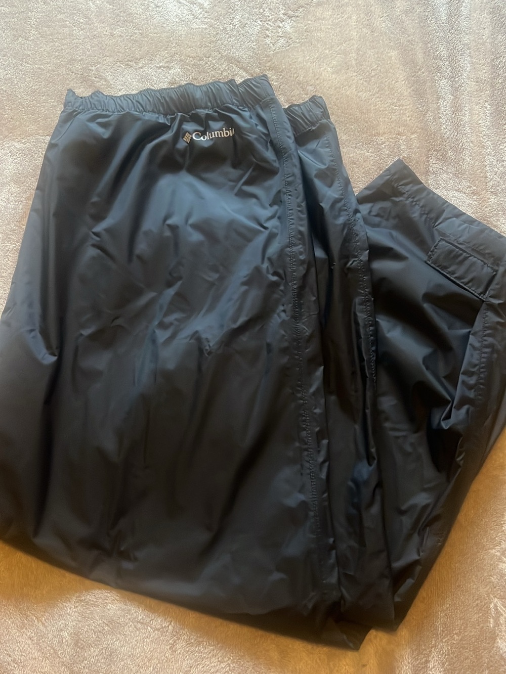 Columbia Black Rain Pants with Blue Tags